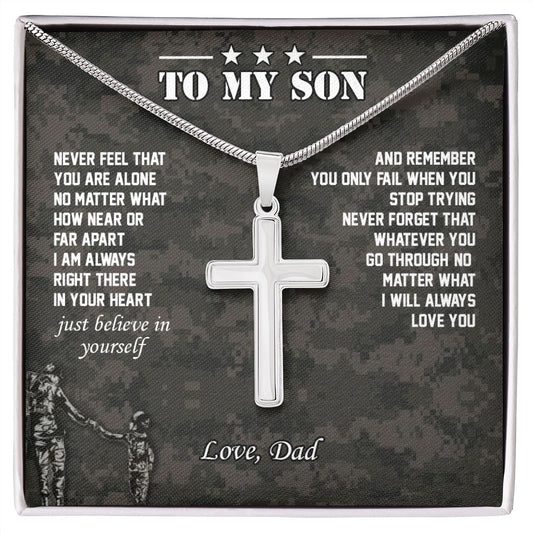 My Son | Believe in yourself - Stainless Steel Cross Necklace.